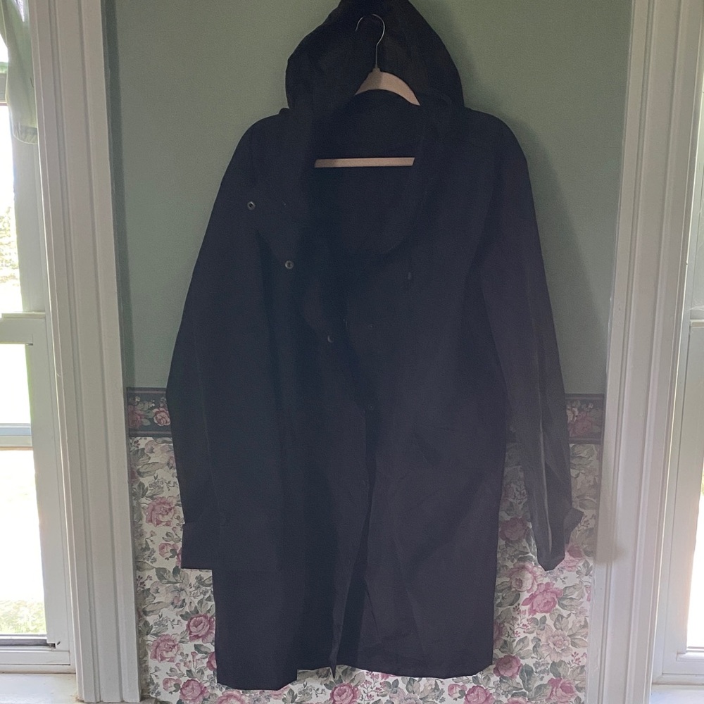 Black Hooded Raincoat